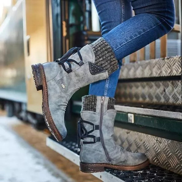 Γυναικείες Χειμερινές Μπότες Χιονιού Warm Back Lace Up