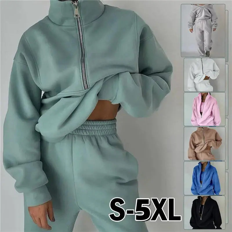 🔥【S-5XL】🍂☃️[Top + hlače] Ženska dvodelna športna oblačila za prosti čas s široko kapuco