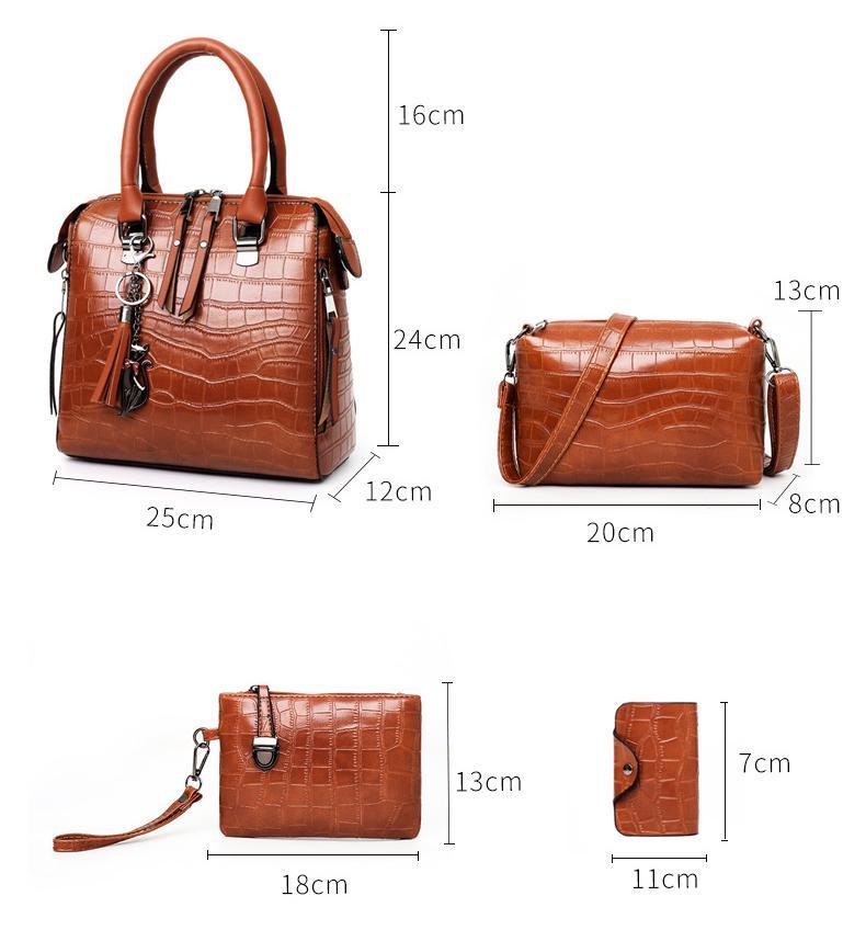 🔥 Έκπτωση Αποκλειστική προσφορά τσάντας (4 τμχ / 1 σετ) Fashion δερμάτινη τσάντα