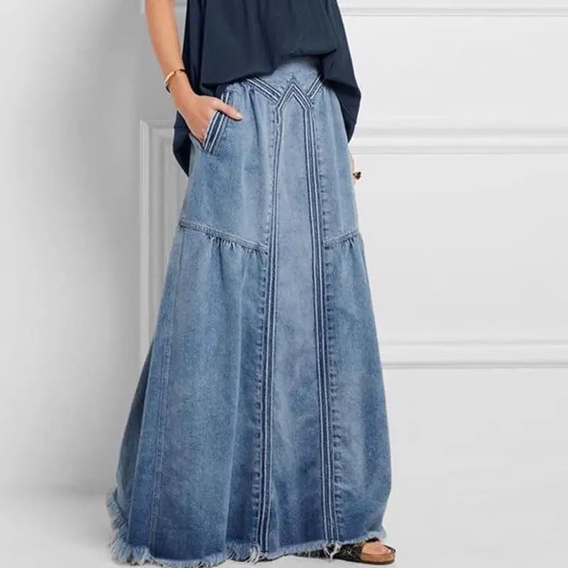 【S-4XL】Γυναικεία τζιν φούστα Plus Size Ελαστική μέση Γυναικεία φούστα