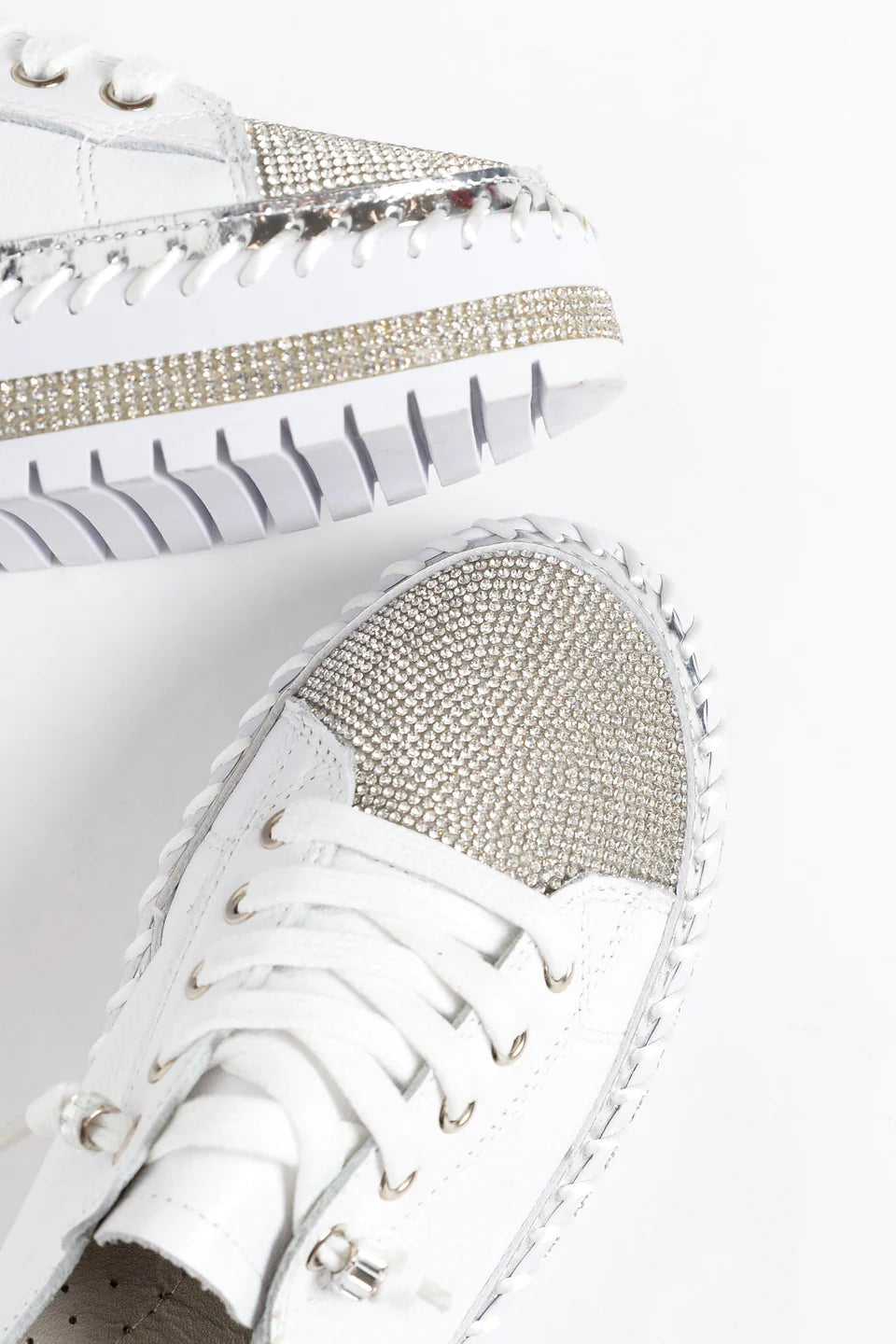 Crystal Silver Leather Sneakers - 50% έκπτωση για περιορισμένο χρονικό διάστημα